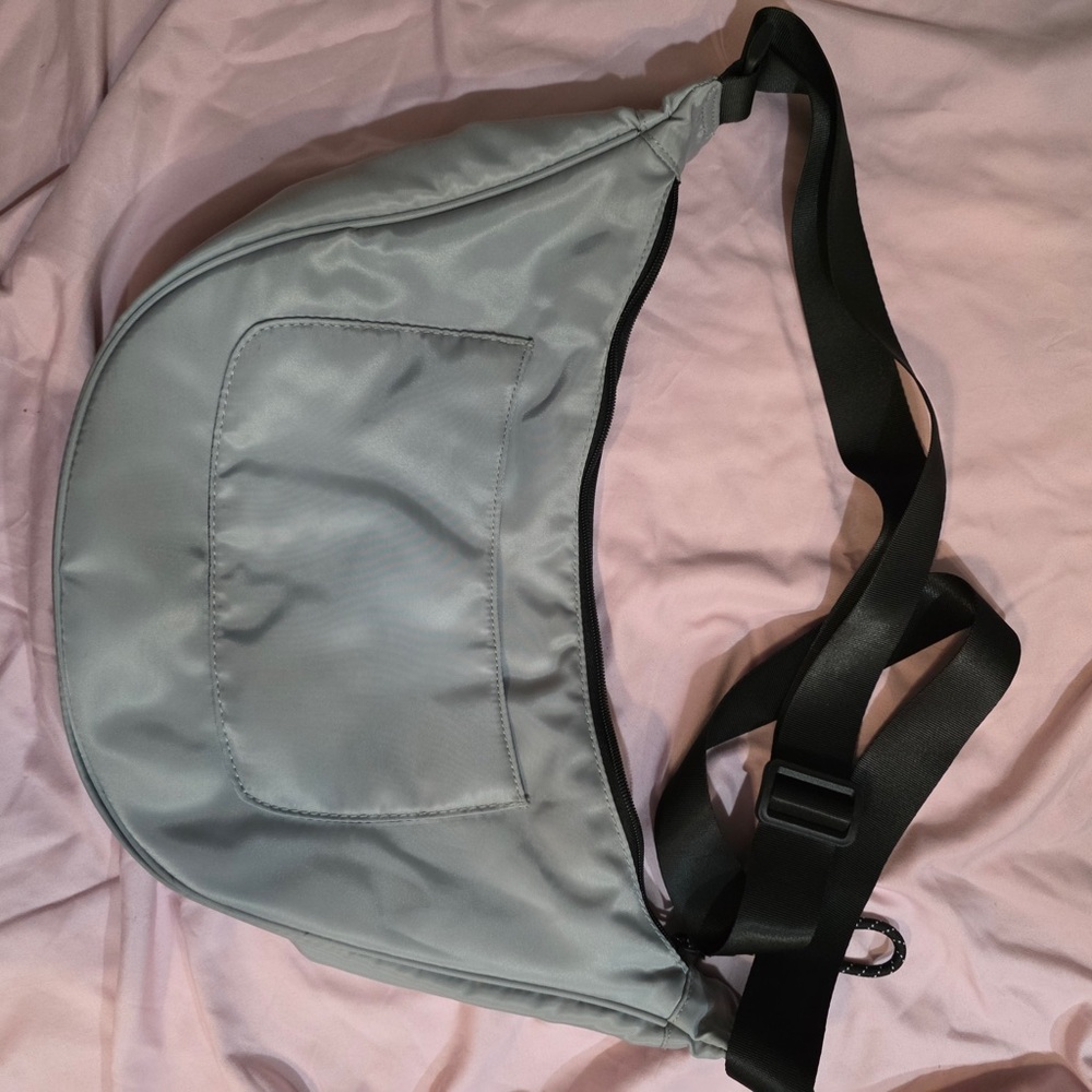 Gray Crossbody Bag with Black Strap